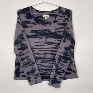 Pact Shirt Womens Medium Gray Tie Dye Long Sleeve Scoop Neck Organic Cotton